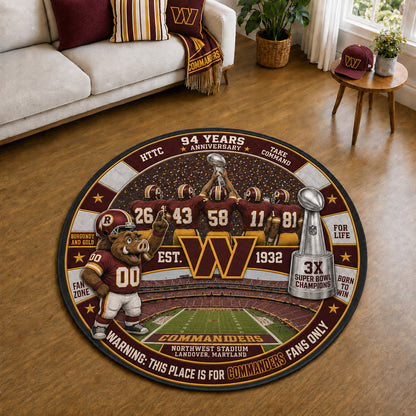 All Football Teams Custom Print Premium Round Mat Washable – Personalized Round Mat