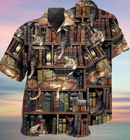 Book And Cat Sleep - Hawaiian Shirt 