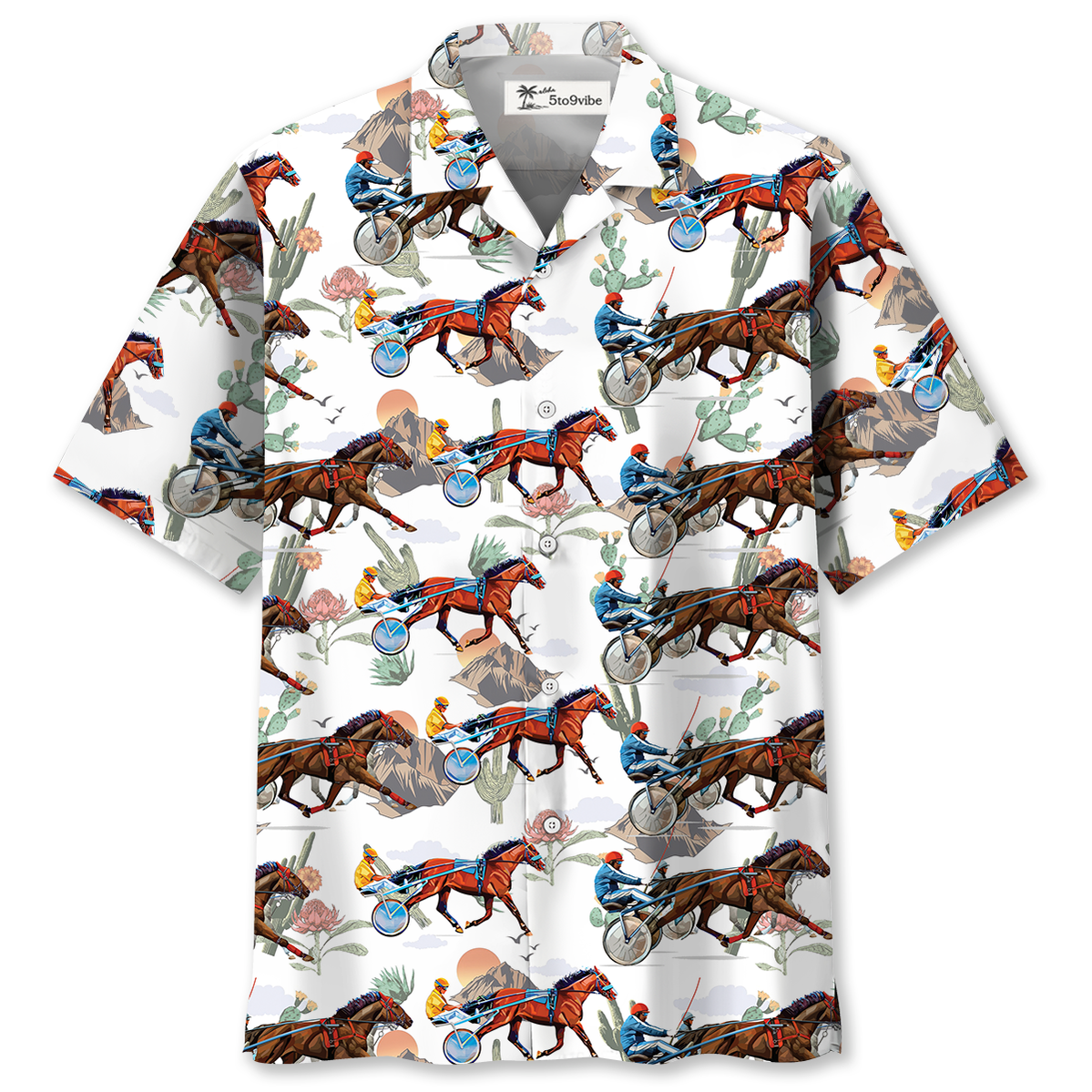 Cactus Horse Harness Racing Hawaiian Shirt