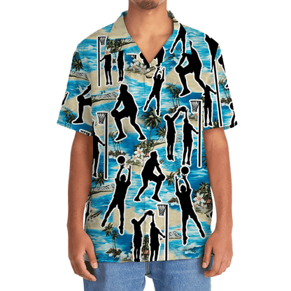 Blue Netball Beach Hawaiian Shirt