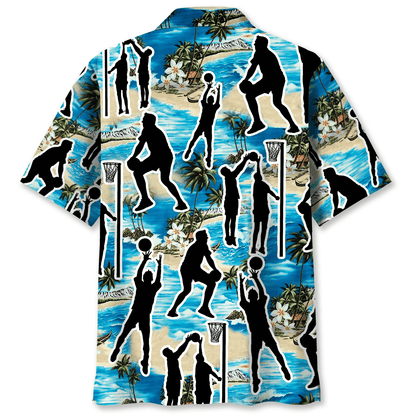 Blue Netball Beach Hawaiian Shirt
