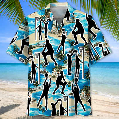 Blue Netball Beach Hawaiian Shirt