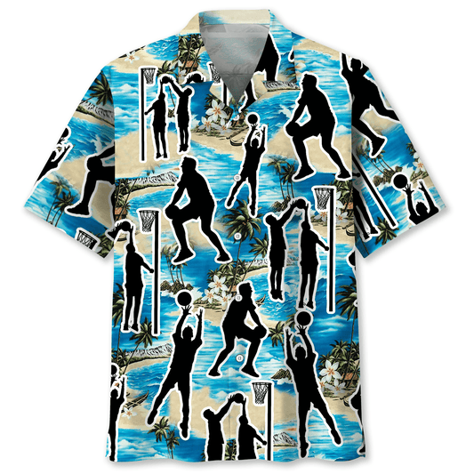 Blue Netball Beach Hawaiian Shirt