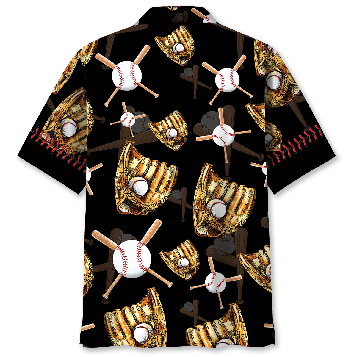 Black Vintage Baseball Gloves Hawaiian Shirt