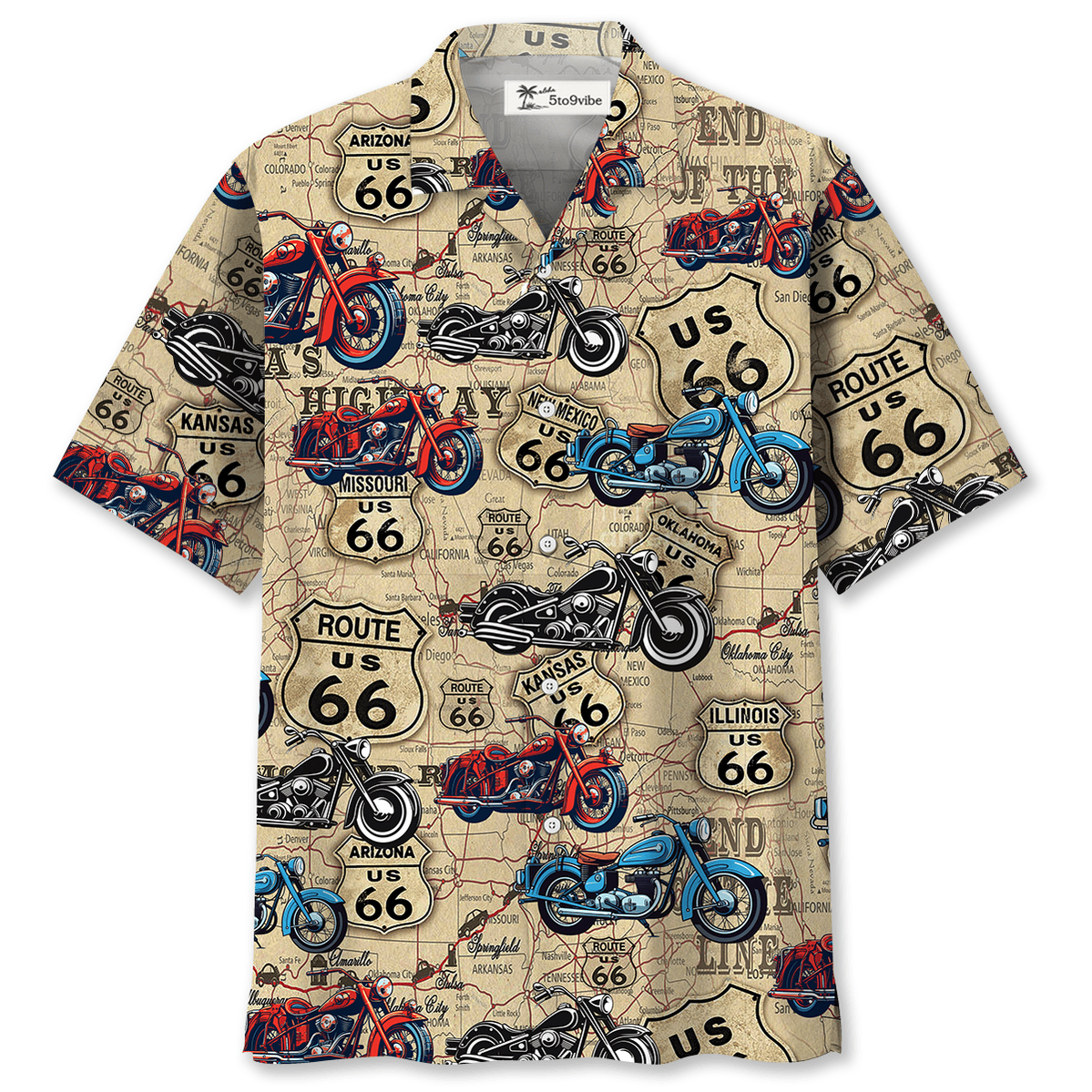 Motorcycle Route 66 Inspiration Hawaiian Shirt