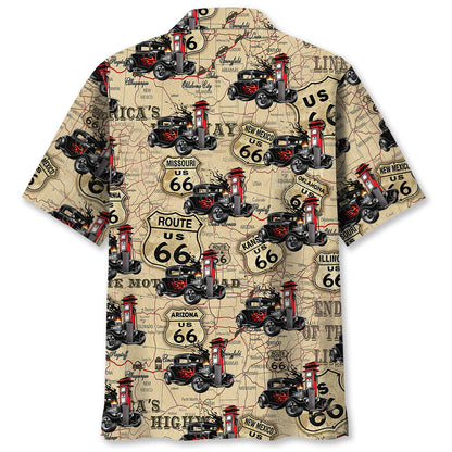 Hot Rod Racing Route 66 Hawaiian Shirt