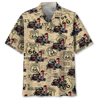 Hot Rod Racing Route 66 Hawaiian Shirt