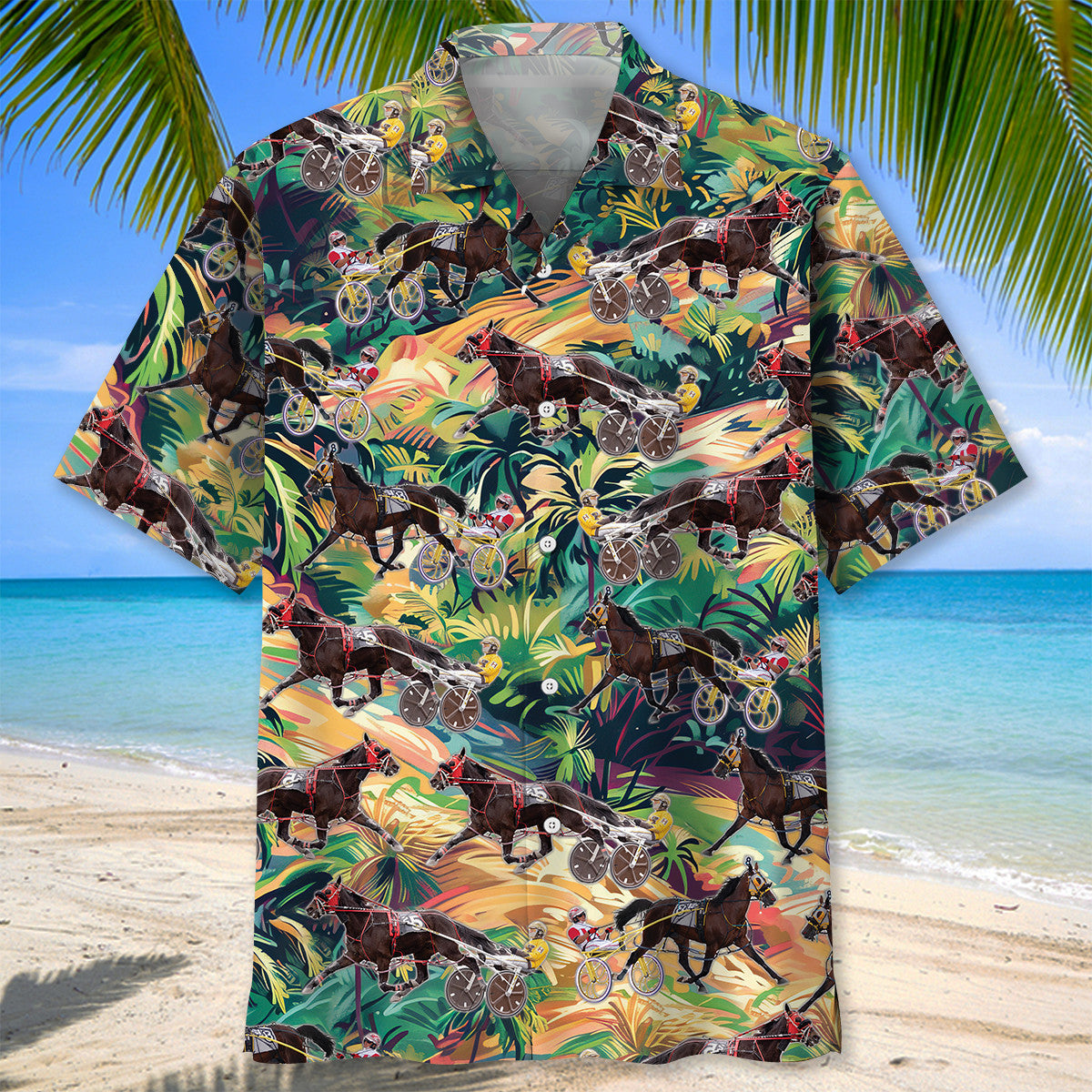 Tropical Terrain Horse Harness Racing Hawaiian Shirt