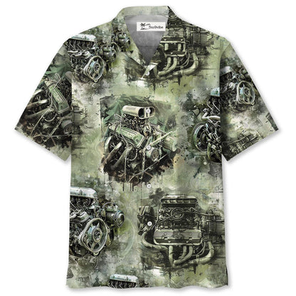 Drag Racing Engine Hawaiian Shirt