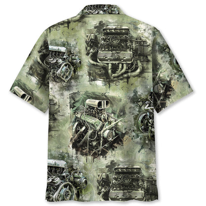 Drag Racing Engine Hawaiian Shirt