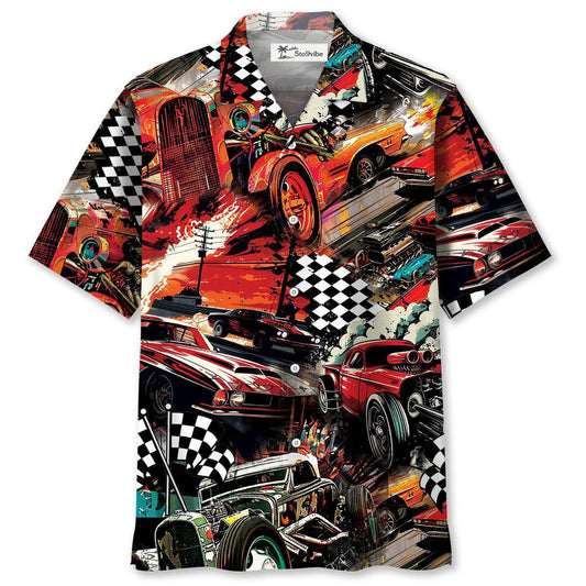 Drag Racing Retro Red Hawaiian Shirt