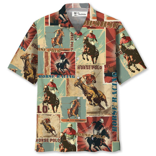 Horse Polo Sport Retro Magazine Hawaiian Shirt
