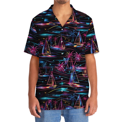 Neon Tropical Sailboat Hawaiian Shirt