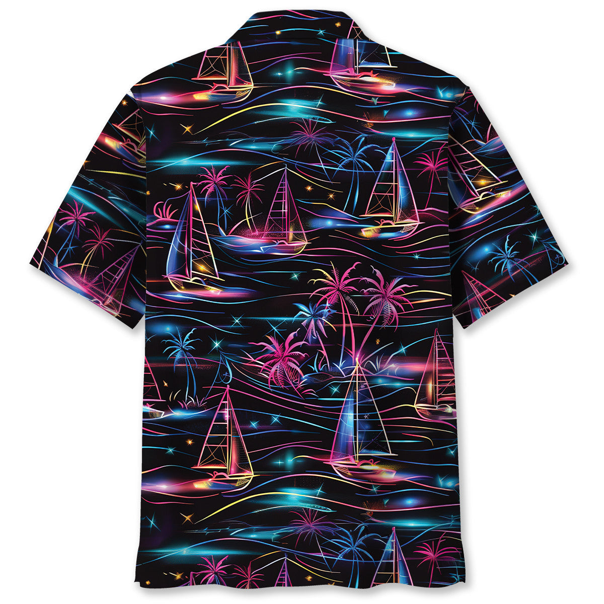 Neon Tropical Sailboat Hawaiian Shirt