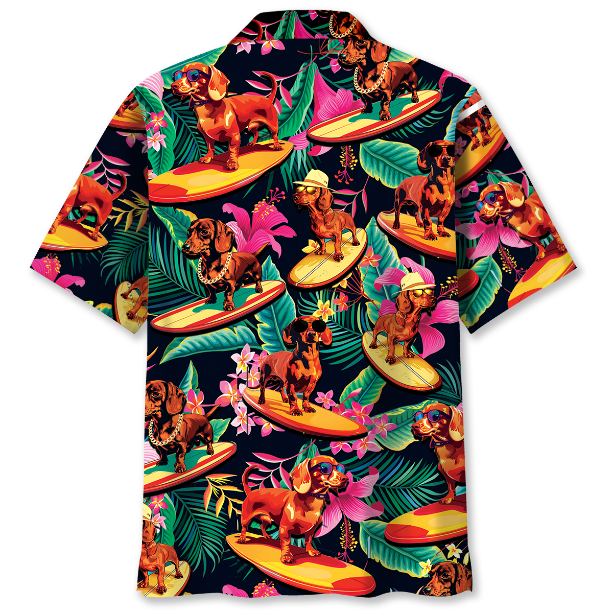 Dachshund Surfing Tropical Hawaiian Shirt