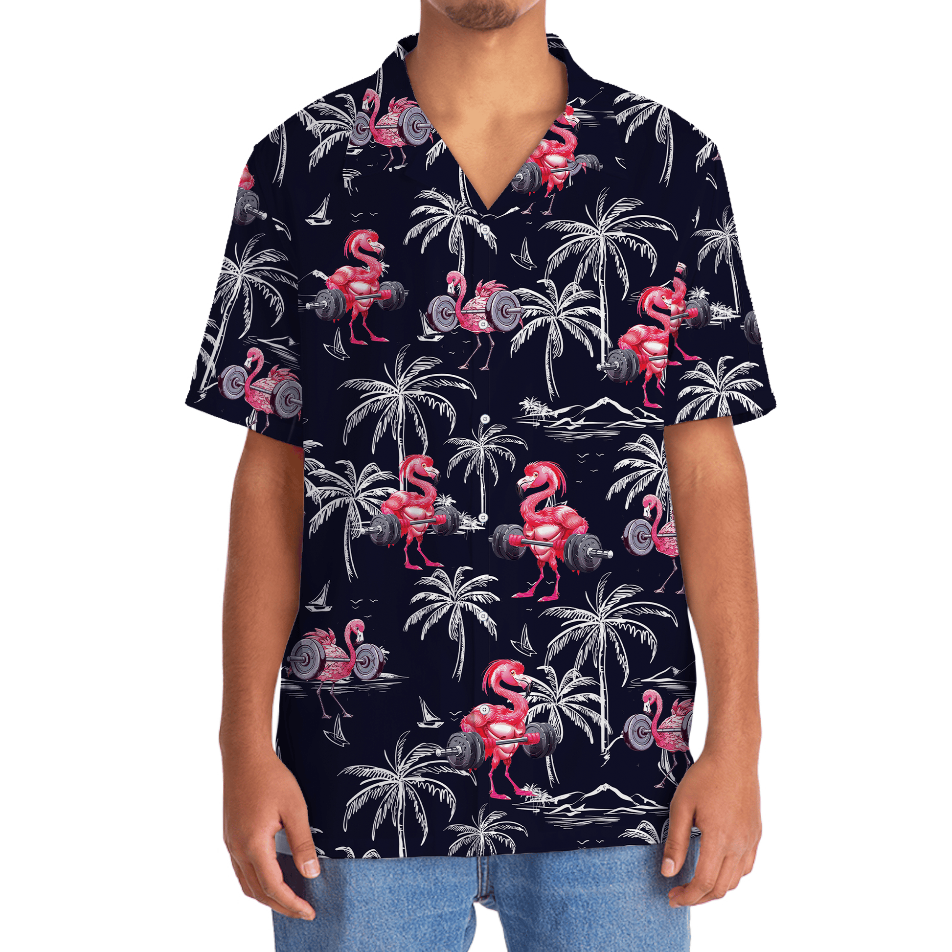 Funny Flamingo Gym Hawaiian Shirt