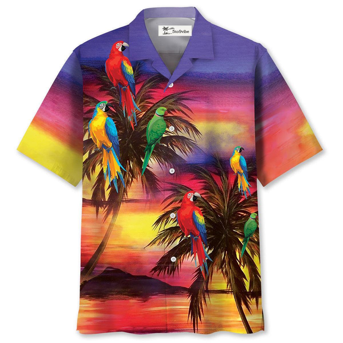 Parrot Sunset Beach Hawaiian Shirt