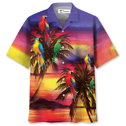 Parrot Sunset Beach Hawaiian Shirt