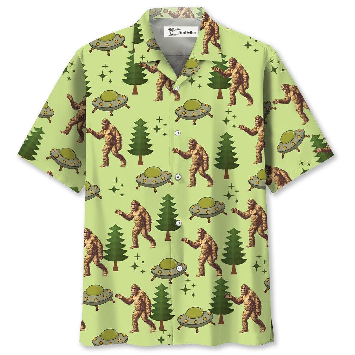 Funny Bigfoot UFO Hawaiian Shirt