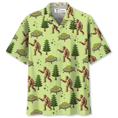 Funny Bigfoot UFO Hawaiian Shirt