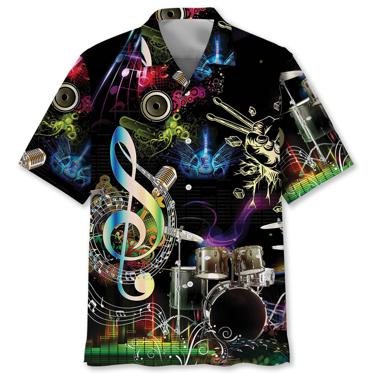 Drum Neon Light Hawaiian Shirt