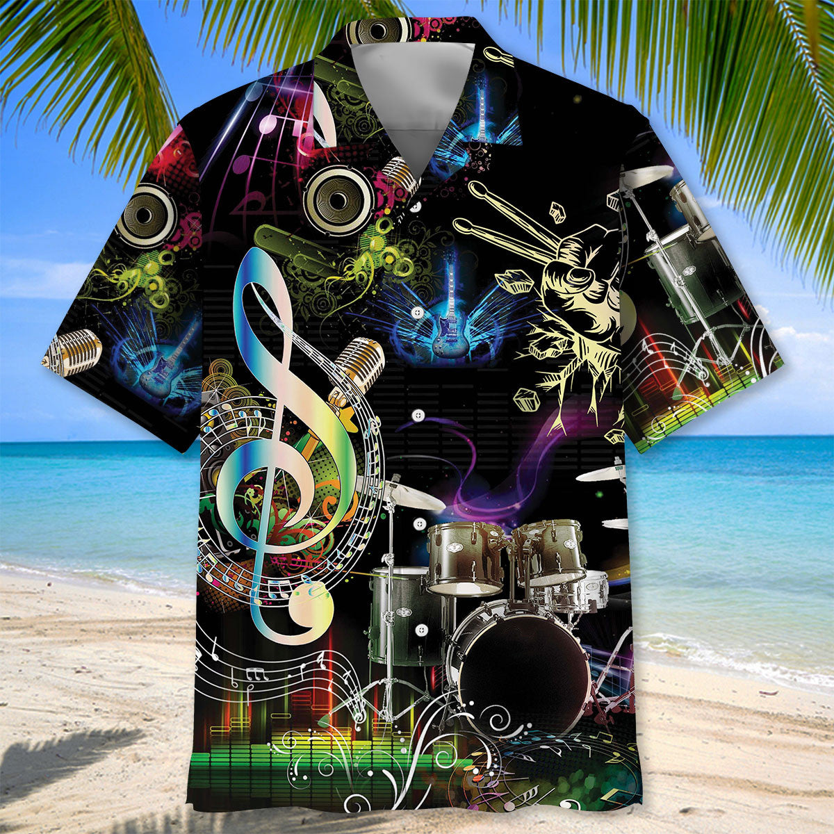 Drum Neon Light Hawaiian Shirt