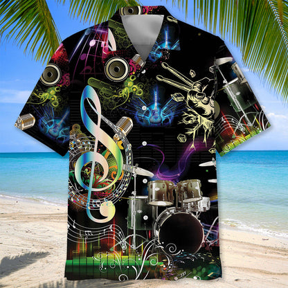 Drum Neon Light Hawaiian Shirt
