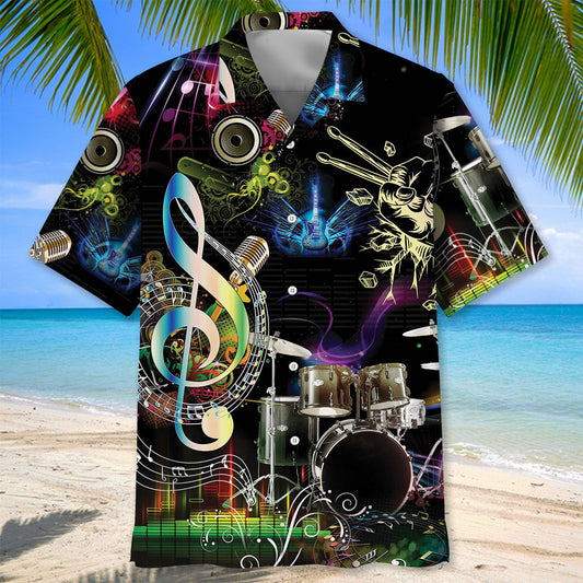 Drum Neon Light Hawaiian Shirt