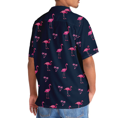 Flamingo Dark Navy Hawaiian Shirt