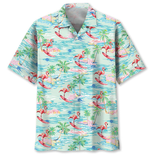 Flamingo Retro Beach Hawaiian Shirt