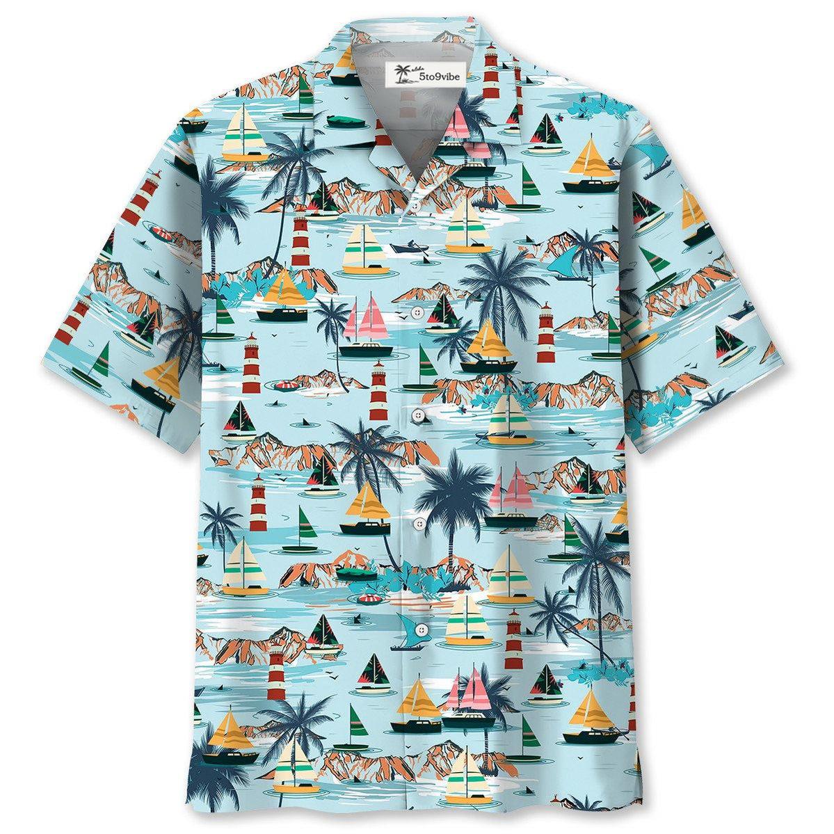 Sailboat Tropical Hawaiian Shirt