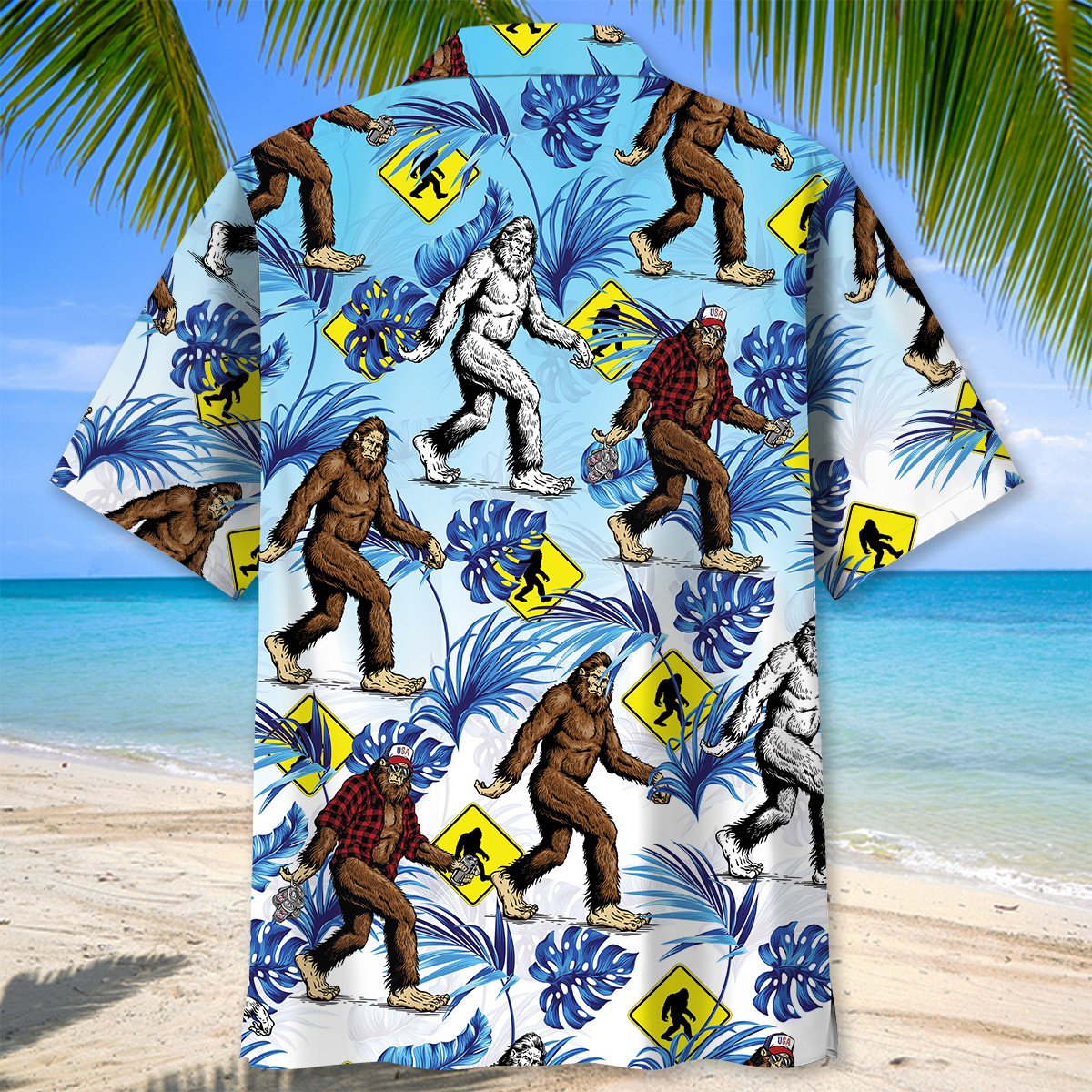 Bigfoot Crossing Road Hawaiian Shirt