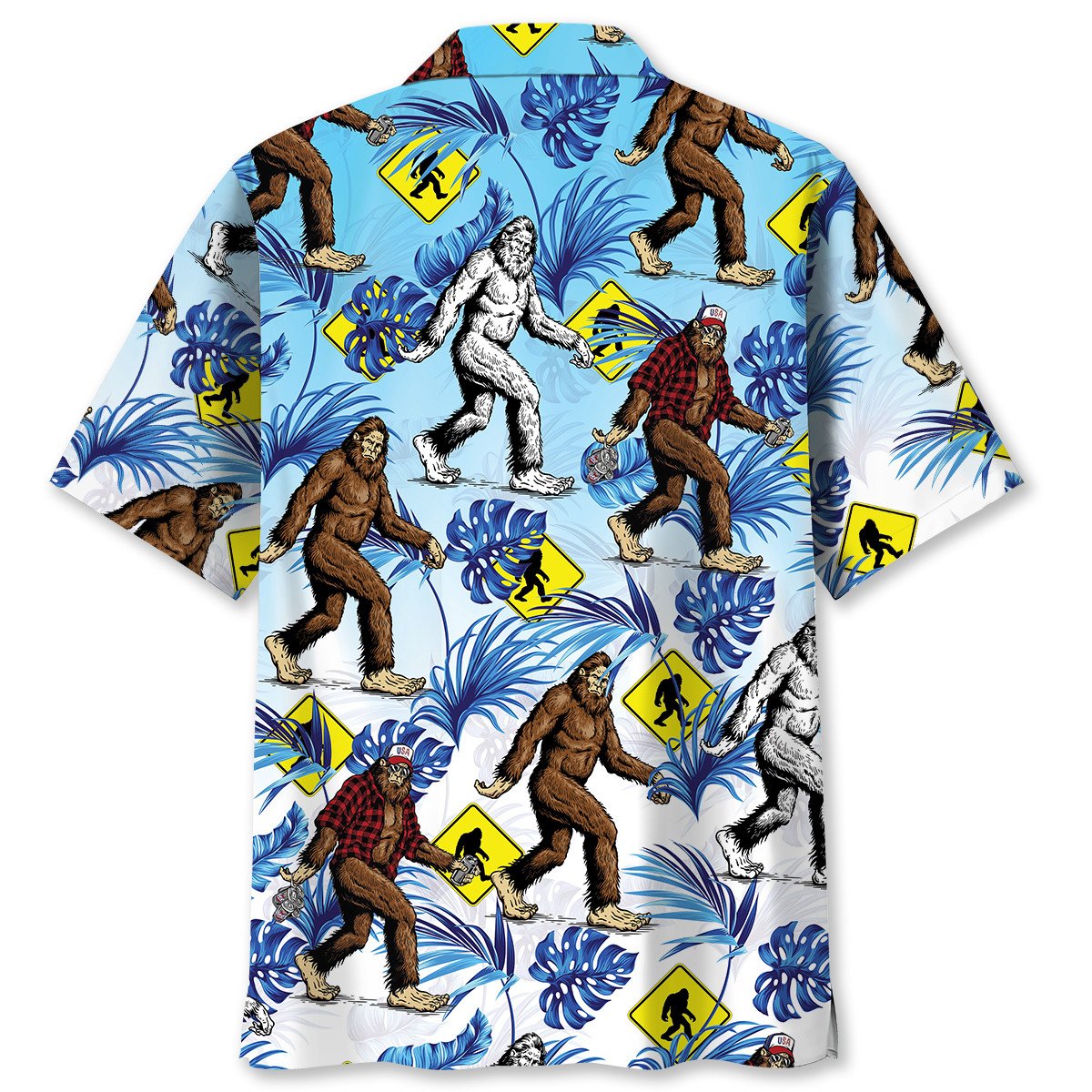 Bigfoot Crossing Road Hawaiian Shirt