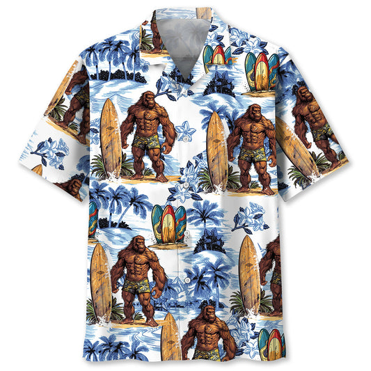 Surfing Bigfoot Surboard Hawaiian Shirt