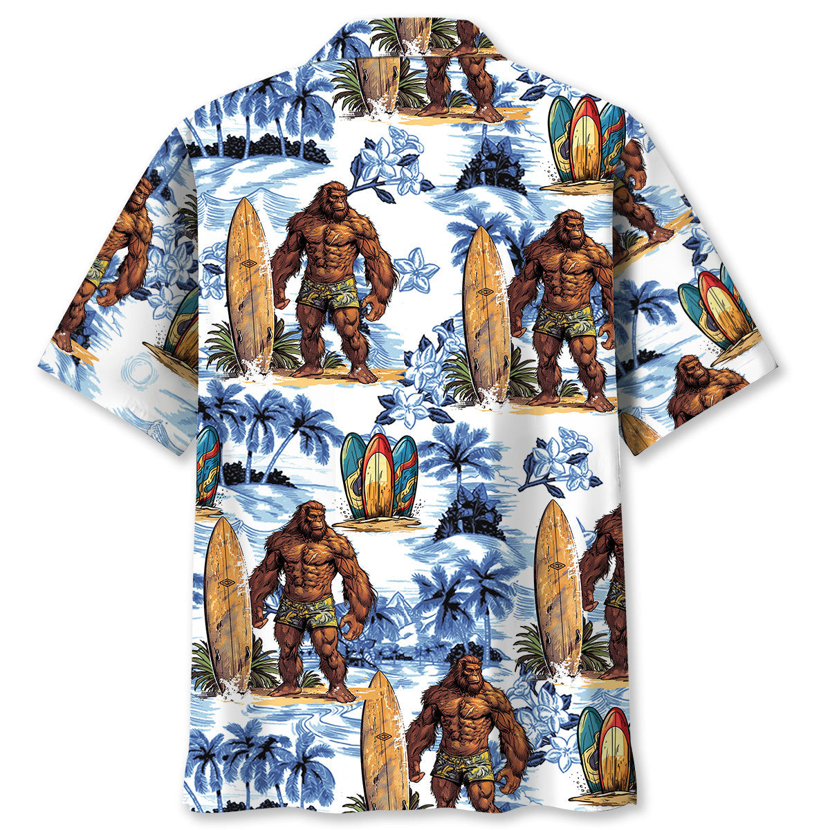 Surfing Bigfoot Surboard Hawaiian Shirt