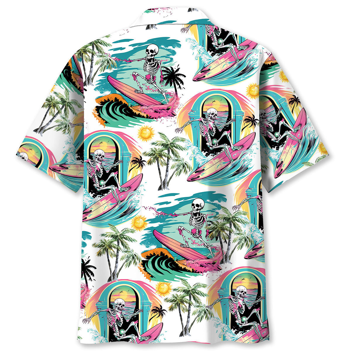 Skull Surfing Beach Hawaiian Shirt