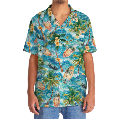 Tropical Surfing Surfboard Hawaiian Shirt