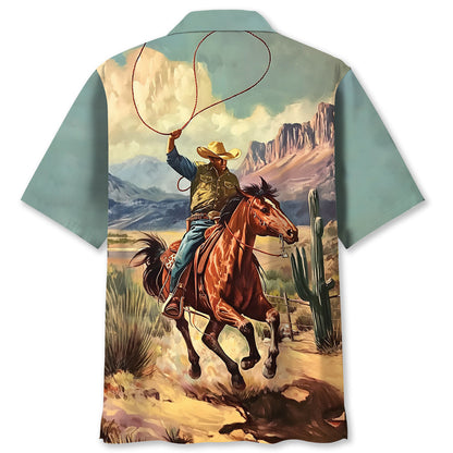 Vintage Cowboy Bucking Hawaiian Shirt
