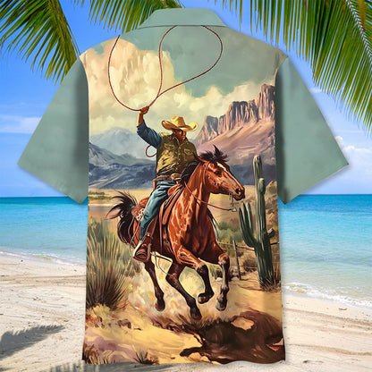 Vintage Cowboy Bucking Hawaiian Shirt