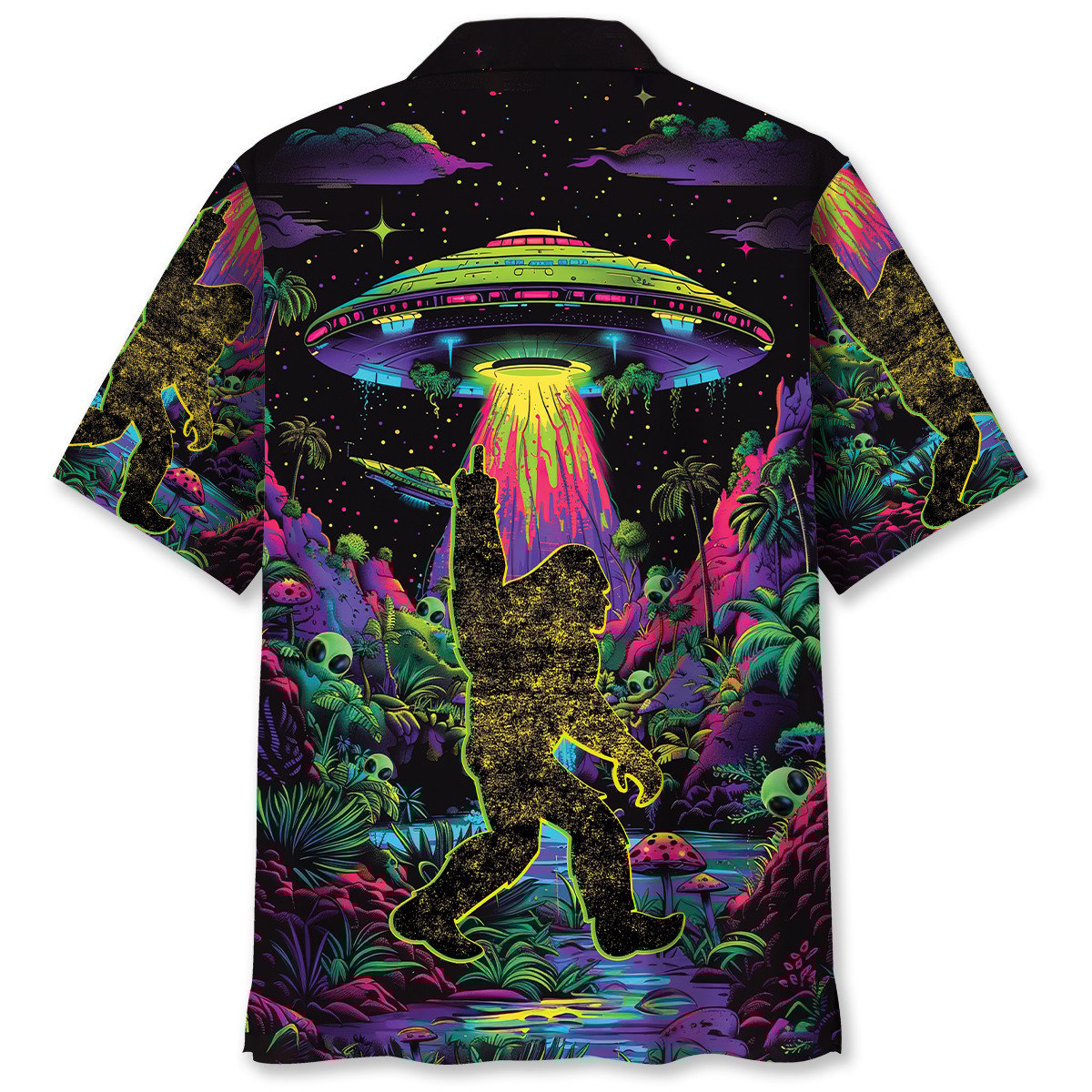 Alien Bigfoot Night Hawaiian Shirt