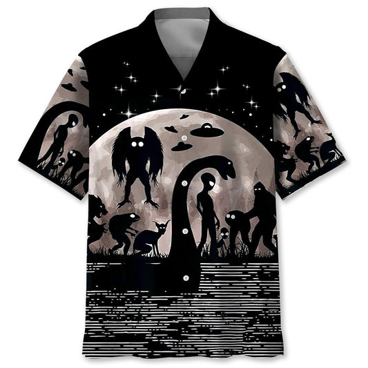 Bigfoot Alien Nessie Night Hawaiian Shirt