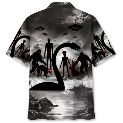 Bigfoot Nessie Alien Mythical Monster Hawaiian Shirt