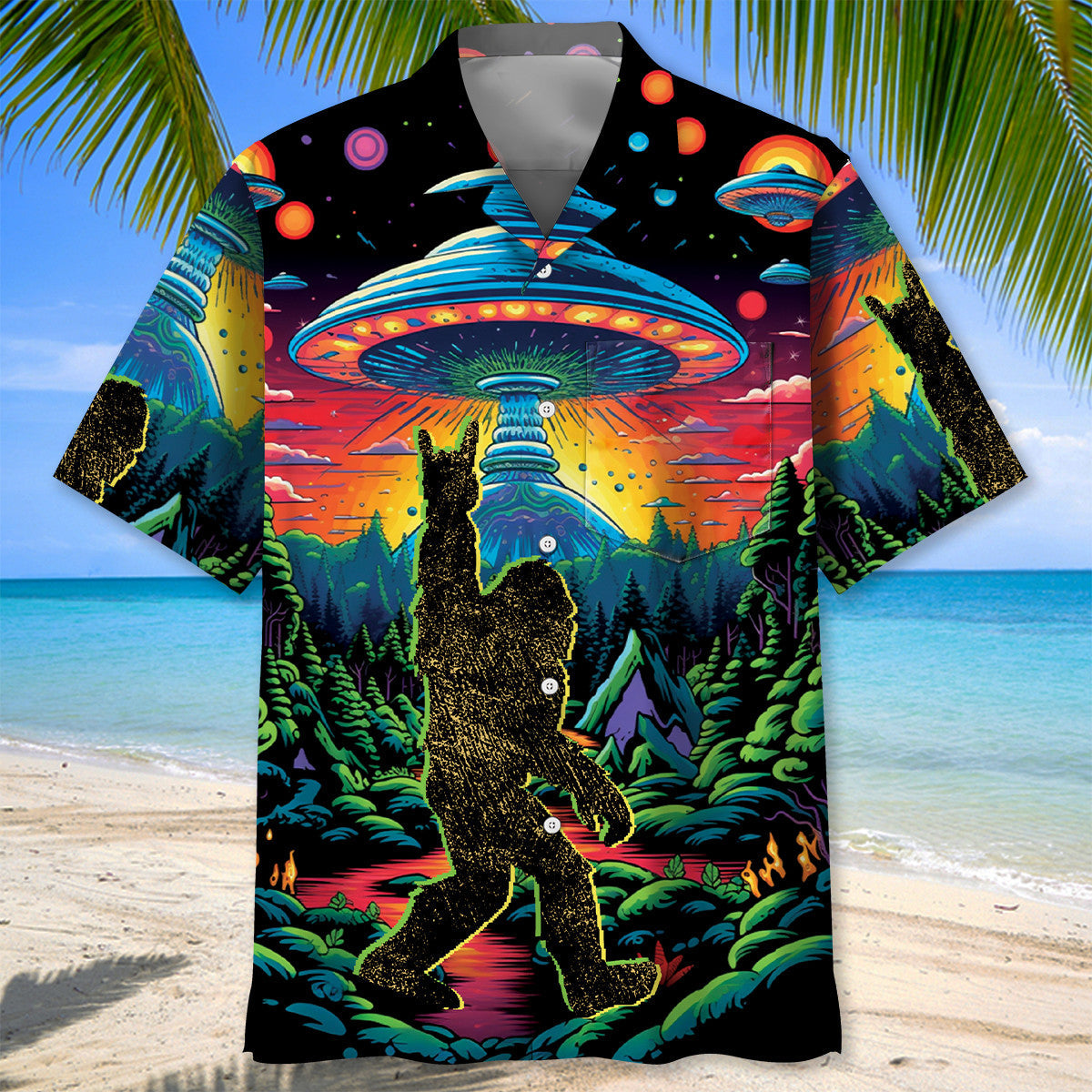 Alien Bigfoot Pocket Hawaiian Shirt