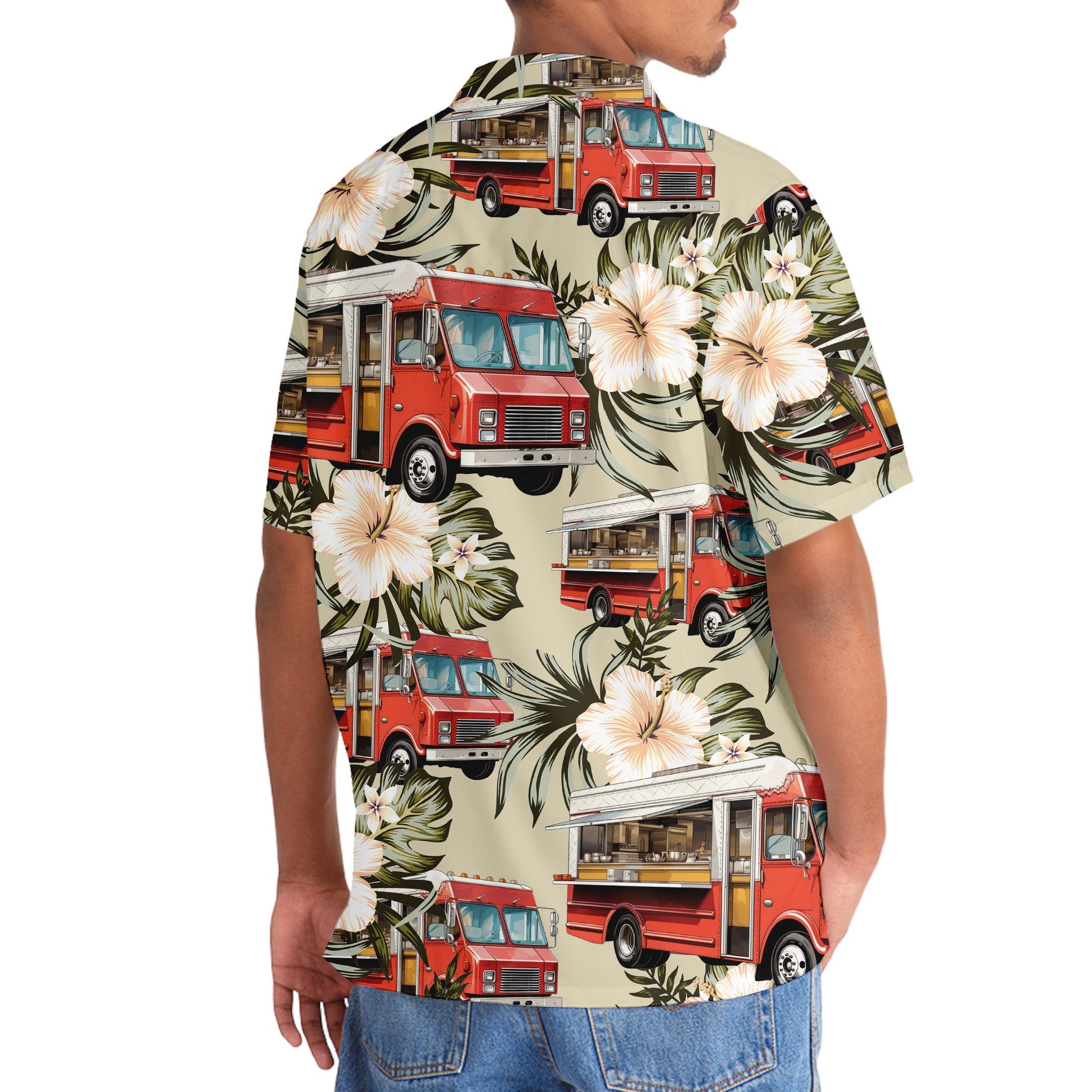 Vintage Street Red Food Truck Hawaiian Shirt