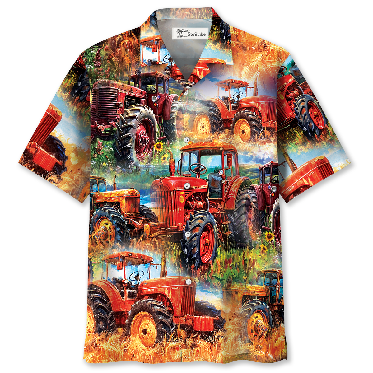 Vintage Tractor Art Hawaiian Shirt