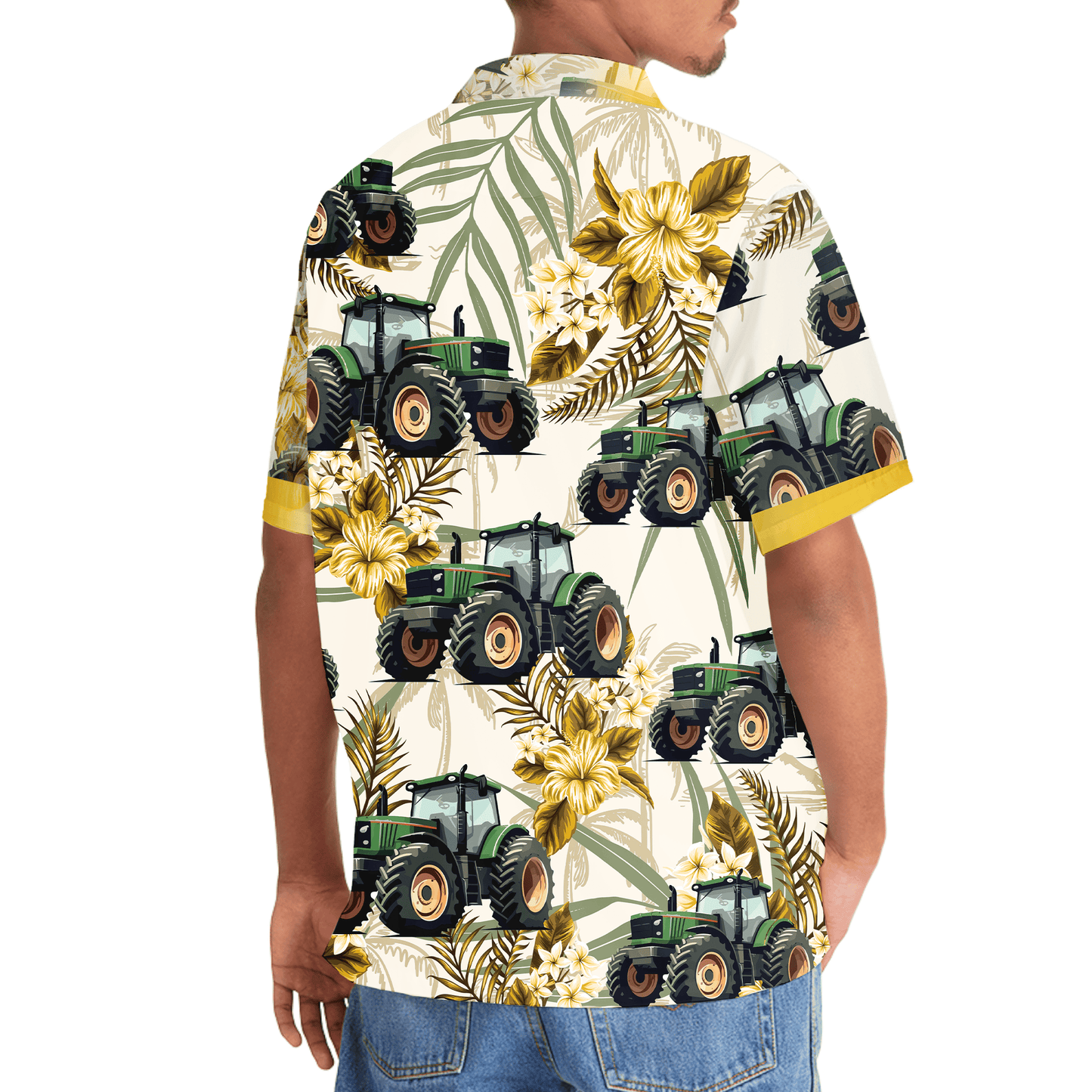 Tropical Green Tractor Hawaiian Shirt