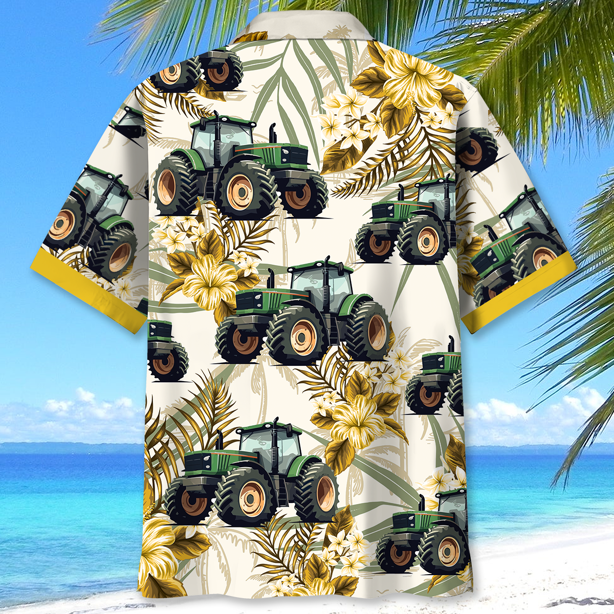 Tropical Green Tractor Hawaiian Shirt