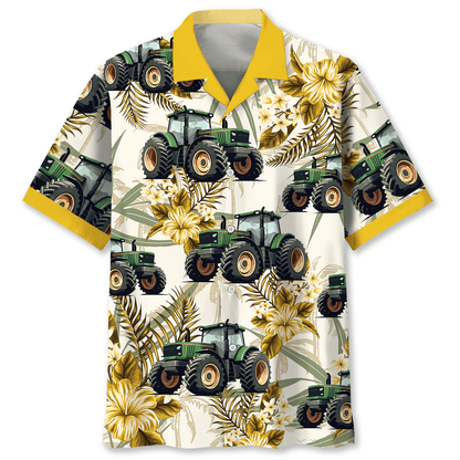 Tropical Green Tractor Hawaiian Shirt