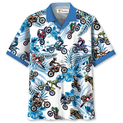 Blue Dirtbike Racing Hawaiian Shirt