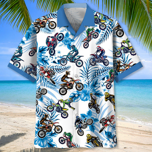 Blue Dirtbike Racing Hawaiian Shirt